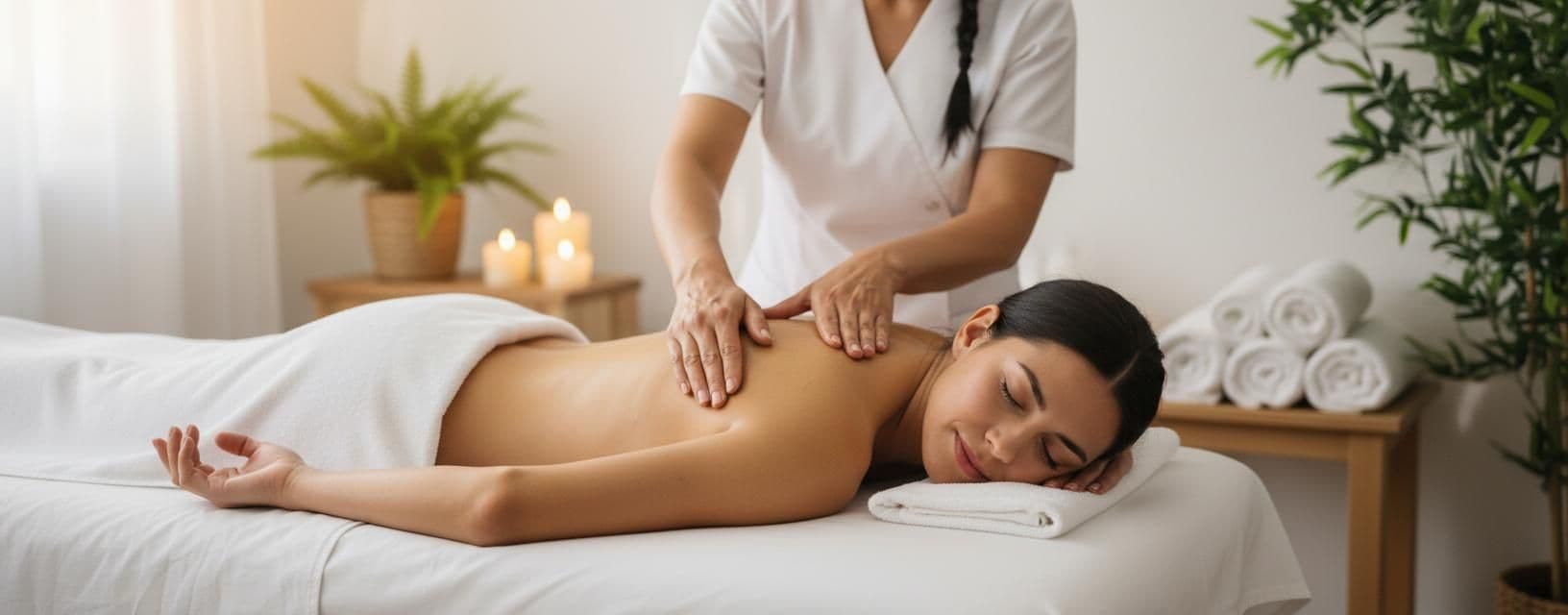 image of a woman laying on a massage table having swedish massage