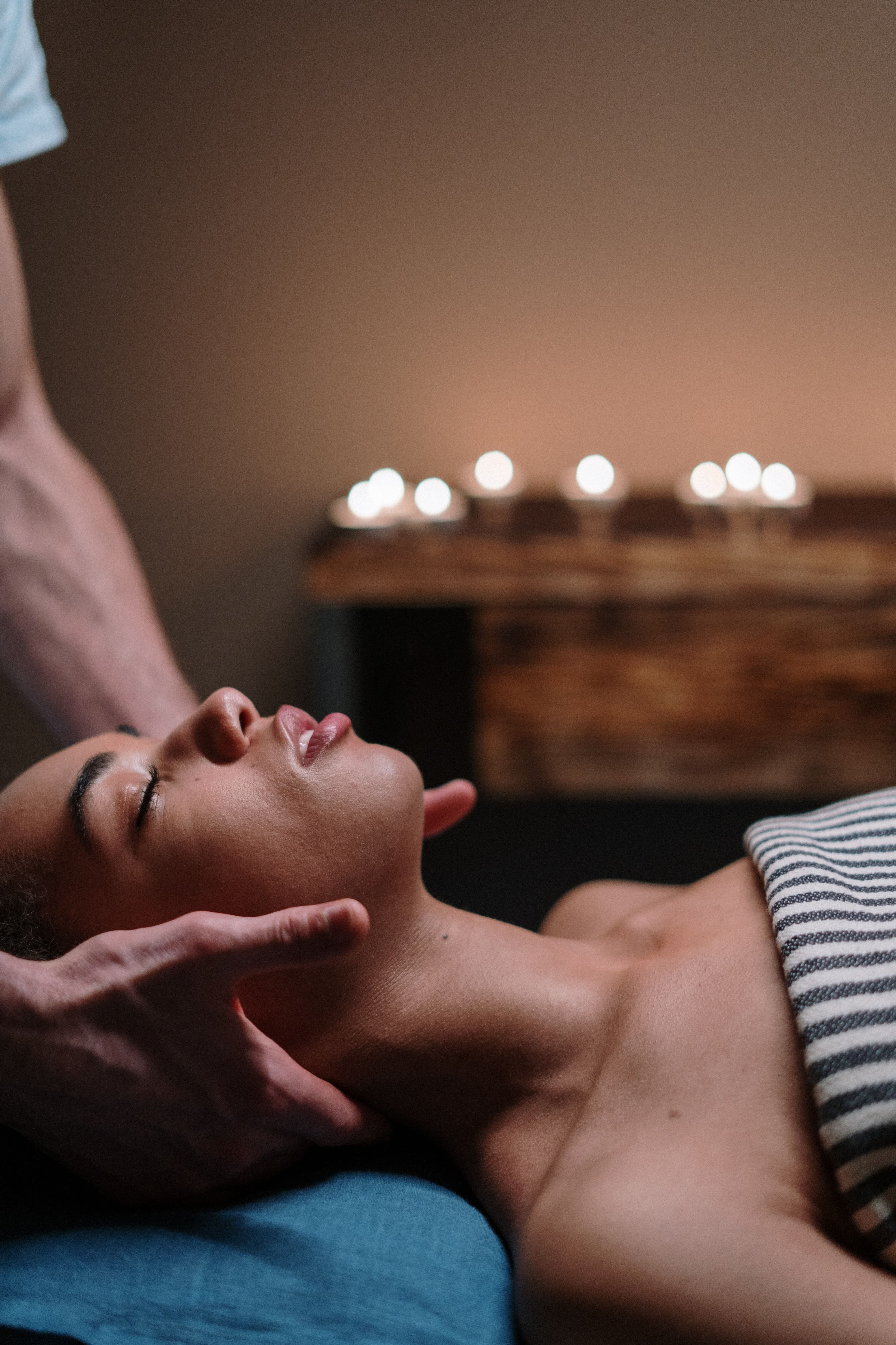image of a woman having trigger point therapy to her neck